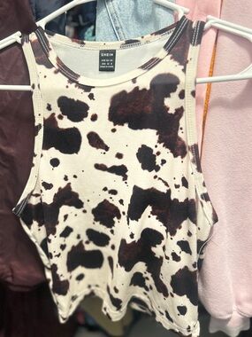 SHEIN Cow Print Crop Tank - Black & Cream NWOT xxs